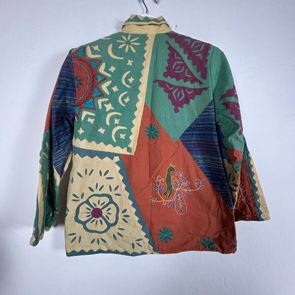 Vintage Silver Stream Patchwork Jacket One Size Cotton Bohemian Art To Wear - Picture 2 of 12